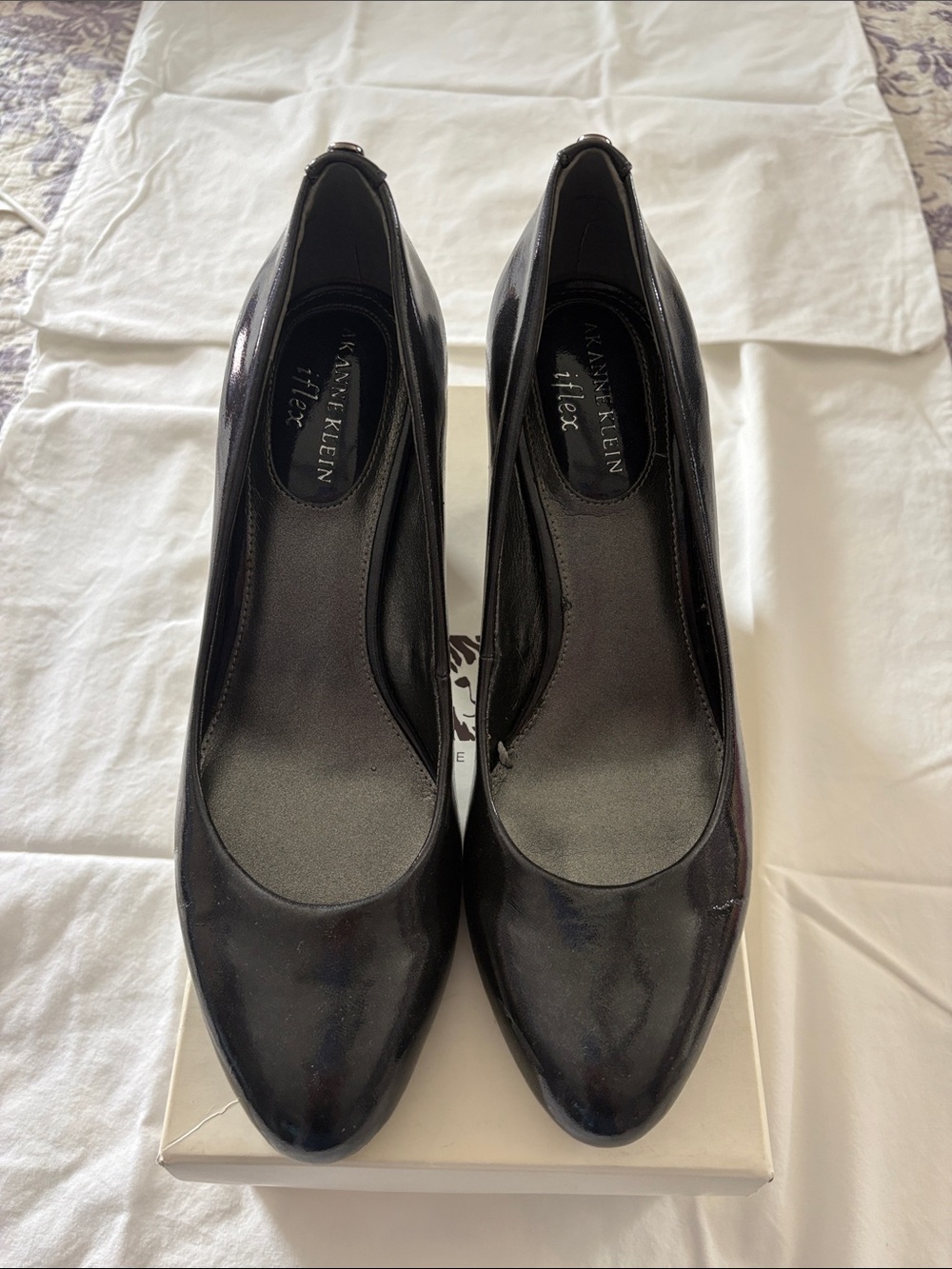 Anne Klein Black Patent Round Toe Heels